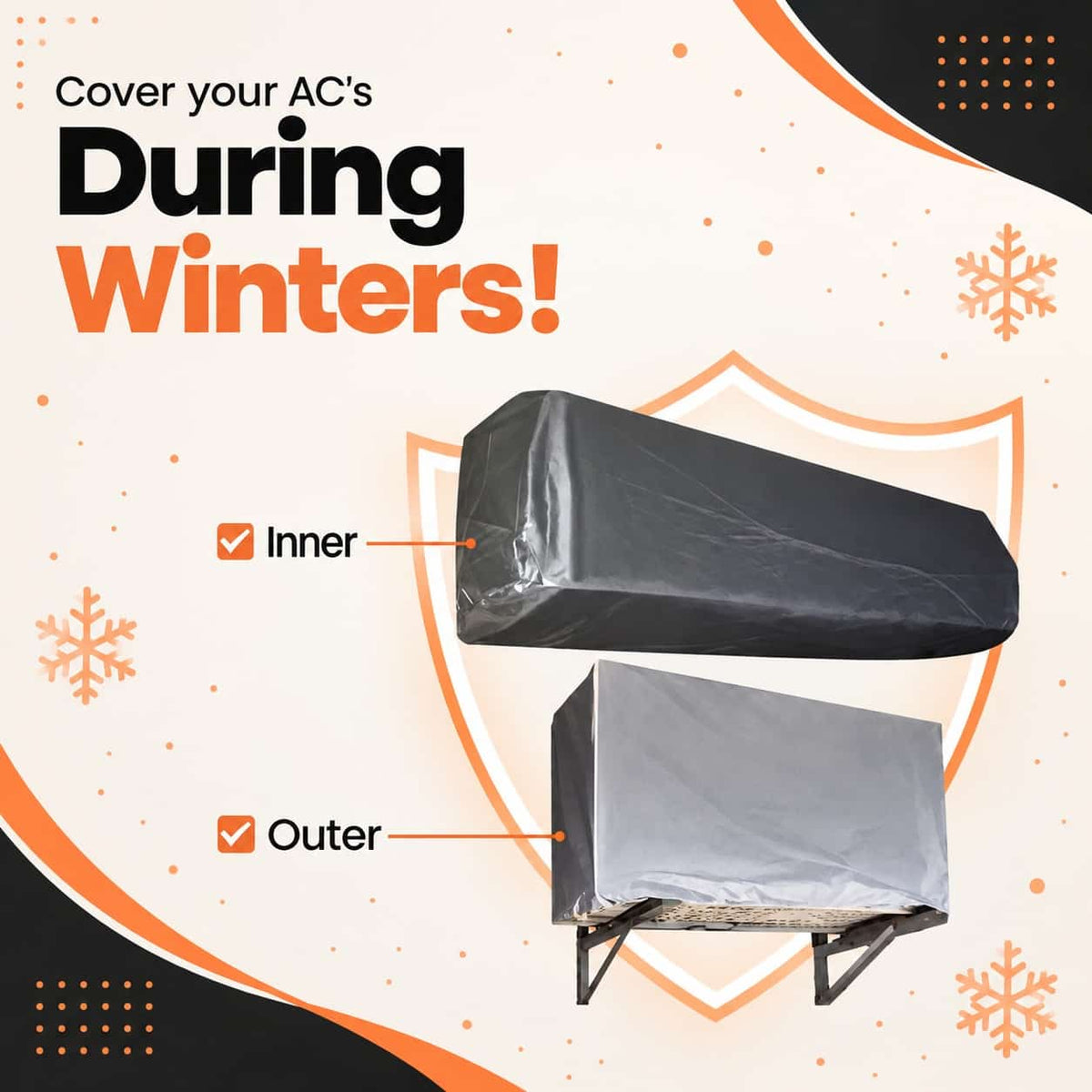 AC Dust Cover - (Inner + Outer) Water & Dust Proof | Universal Size